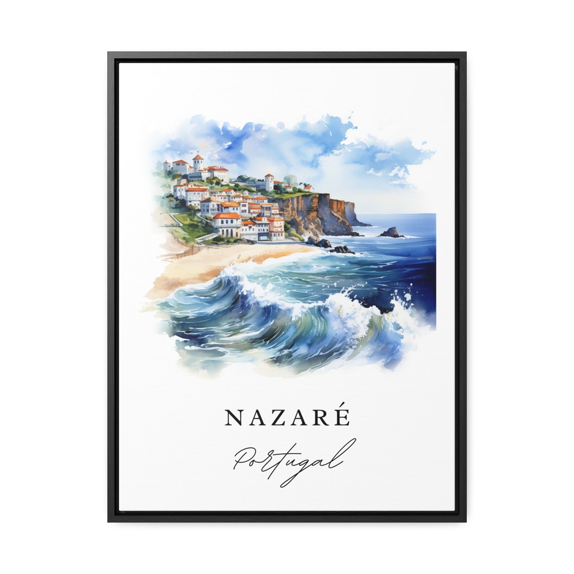 Nazare Travel Poster, Watercolor Wall Art Print - Image 3