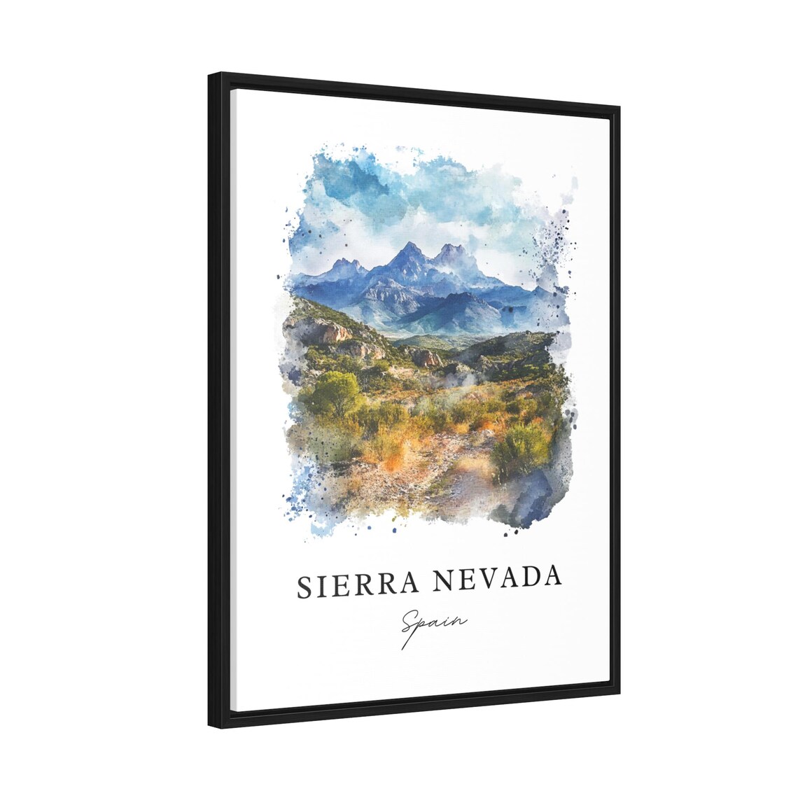 Sierra Nevada Spain Mountain Range Watercolor Landscape Poster - Image 2
