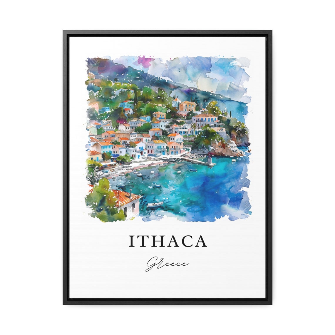 Ithaca Greece Watercolor Travel Poster, Kefalonia - Image 2
