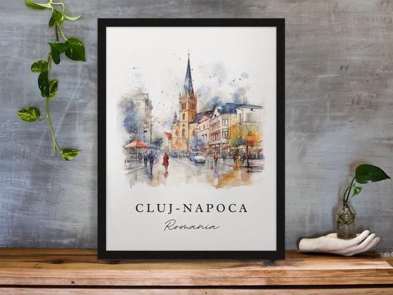 Cluj-Napoca Traditional Travel Poster, Custom Text