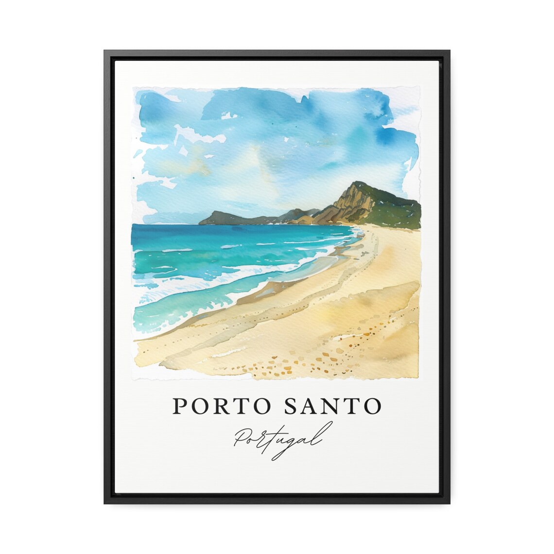 Porto Santo Portugal Golden Beach Watercolor Island Coast Poster - Image 3