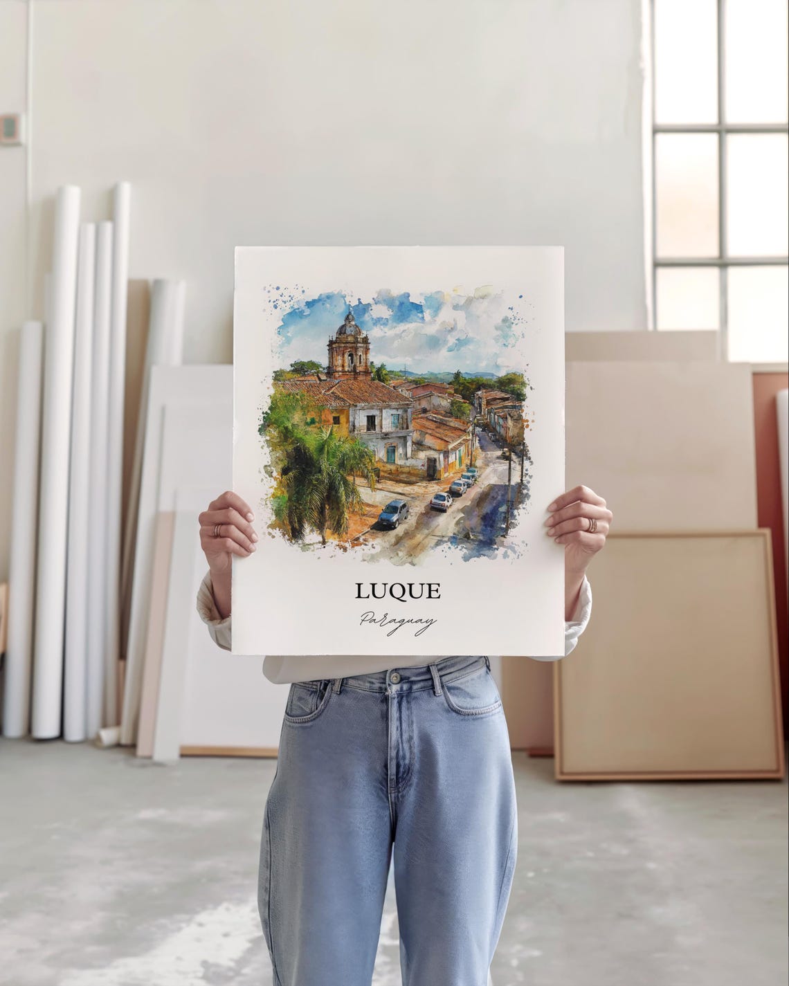 Luque Wall Art Paraguay Print Watercolor Gift Travel Poster Housewarming - Image 5
