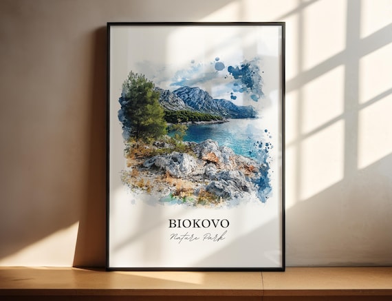 Biokovo Nature Park Croatia Rocky Coast Mountains Watercolor Poster