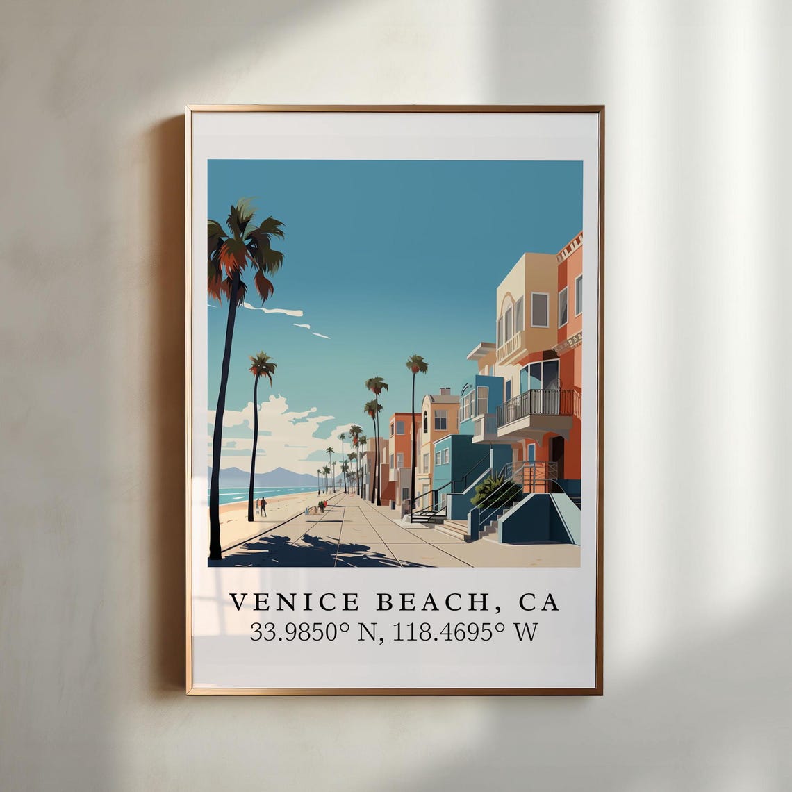 Venice Beach California Boardwalk Palm Trees Coordinate Poster