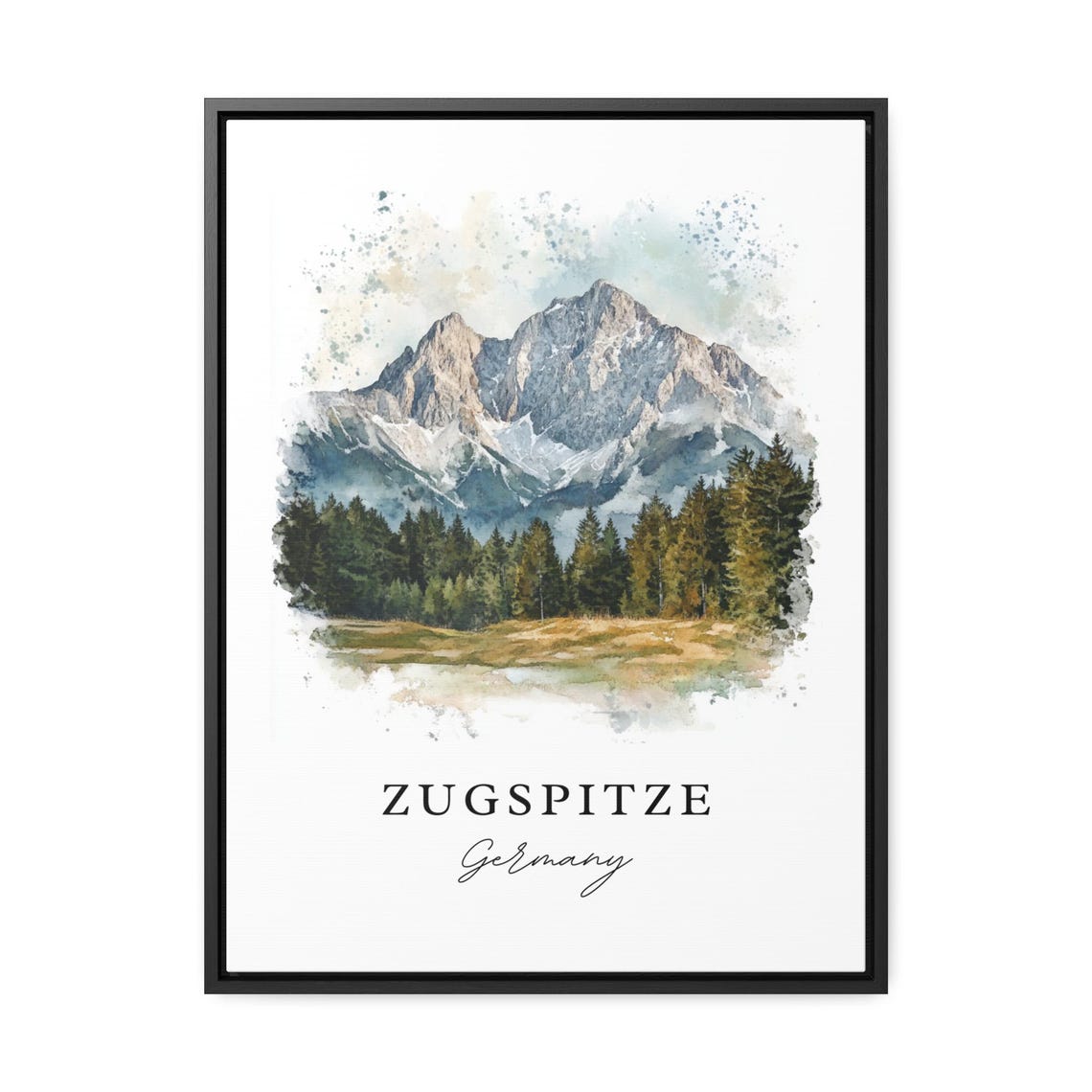 Zugspitze Watercolor Travel Poster, Germany Mountains - Image 3
