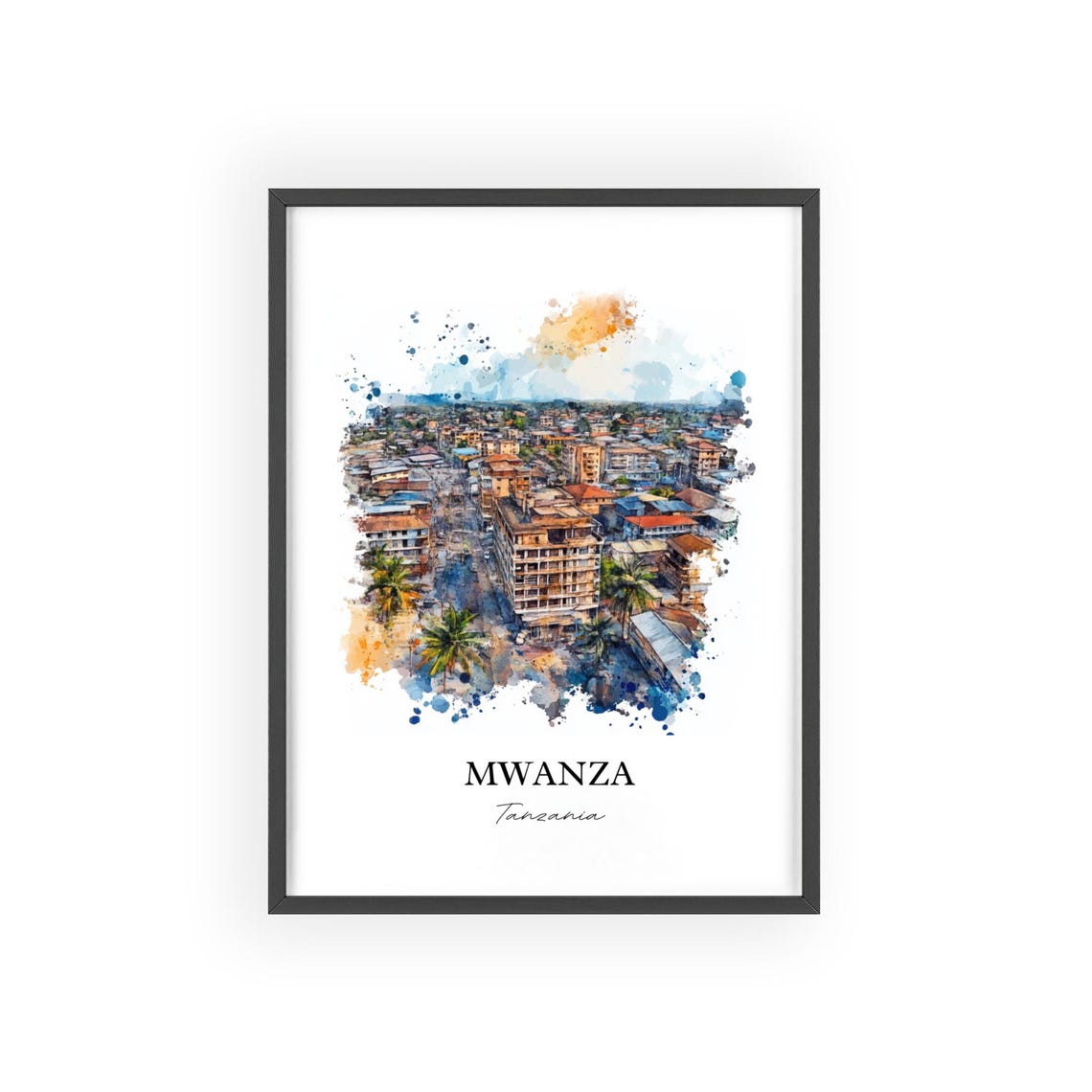 Mwanza Wall Art Tanzania Print Watercolor Gift Travel Poster Housewarming - Image 2