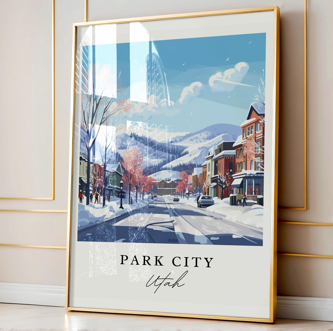 Park City Utah Snowy Main Street Winter Ski Resort Travel Poster - Image 4