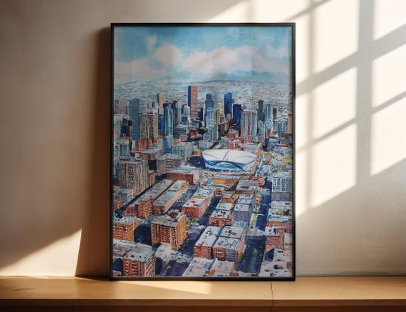 Denver Colorado Watercolor Art Travel Print Co Artwork Decor Skyline Wall