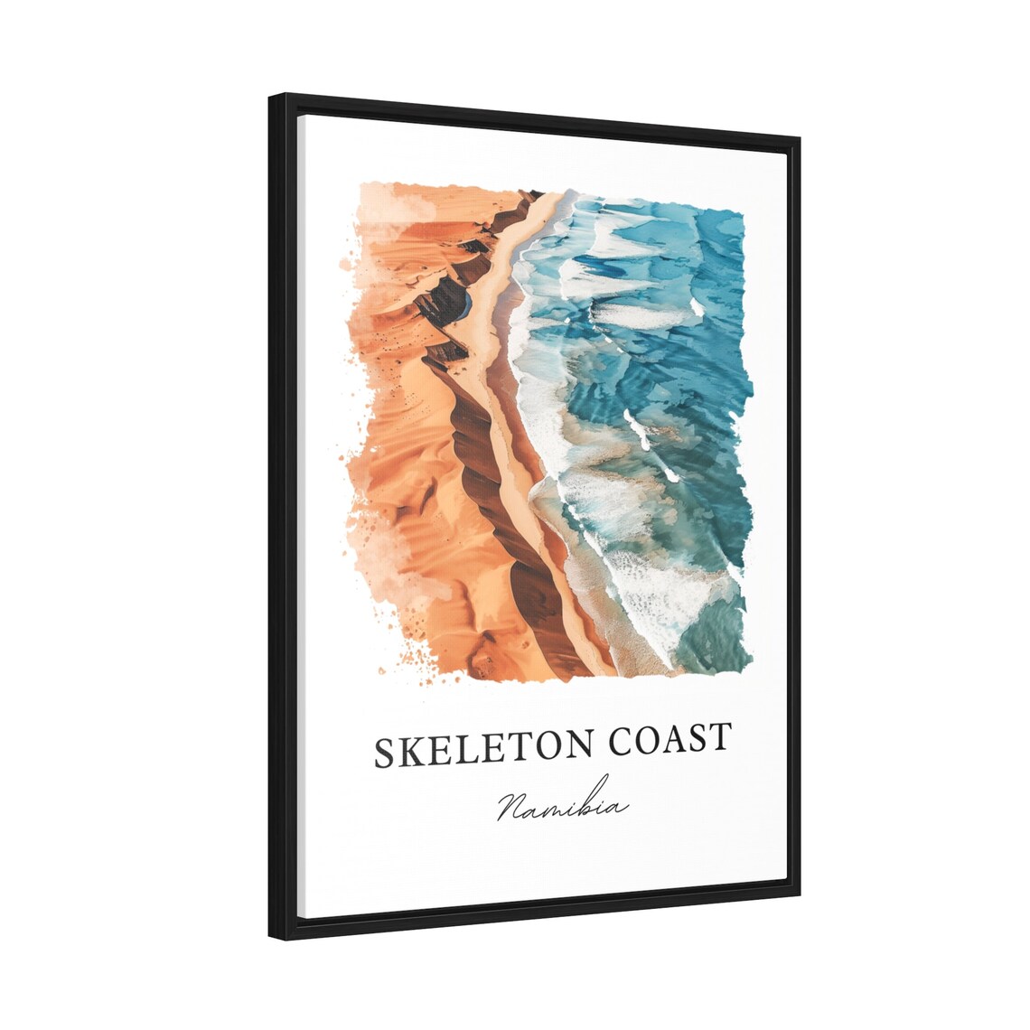 Skeleton Coast Namibia Watercolor Desert Ocean Travel Poster - Image 2
