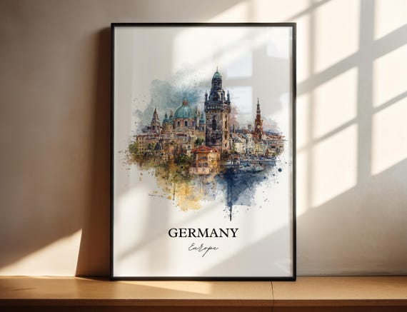 Germany Watercolor Travel Poster, Europe Art Print