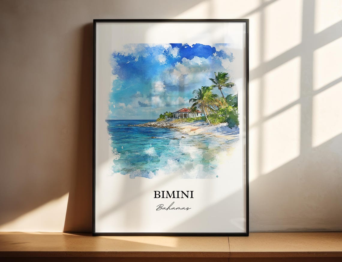 Bimini Wall Art Alice Town Print Bahamas Watercolor Gift Travel Poster Housewarming
