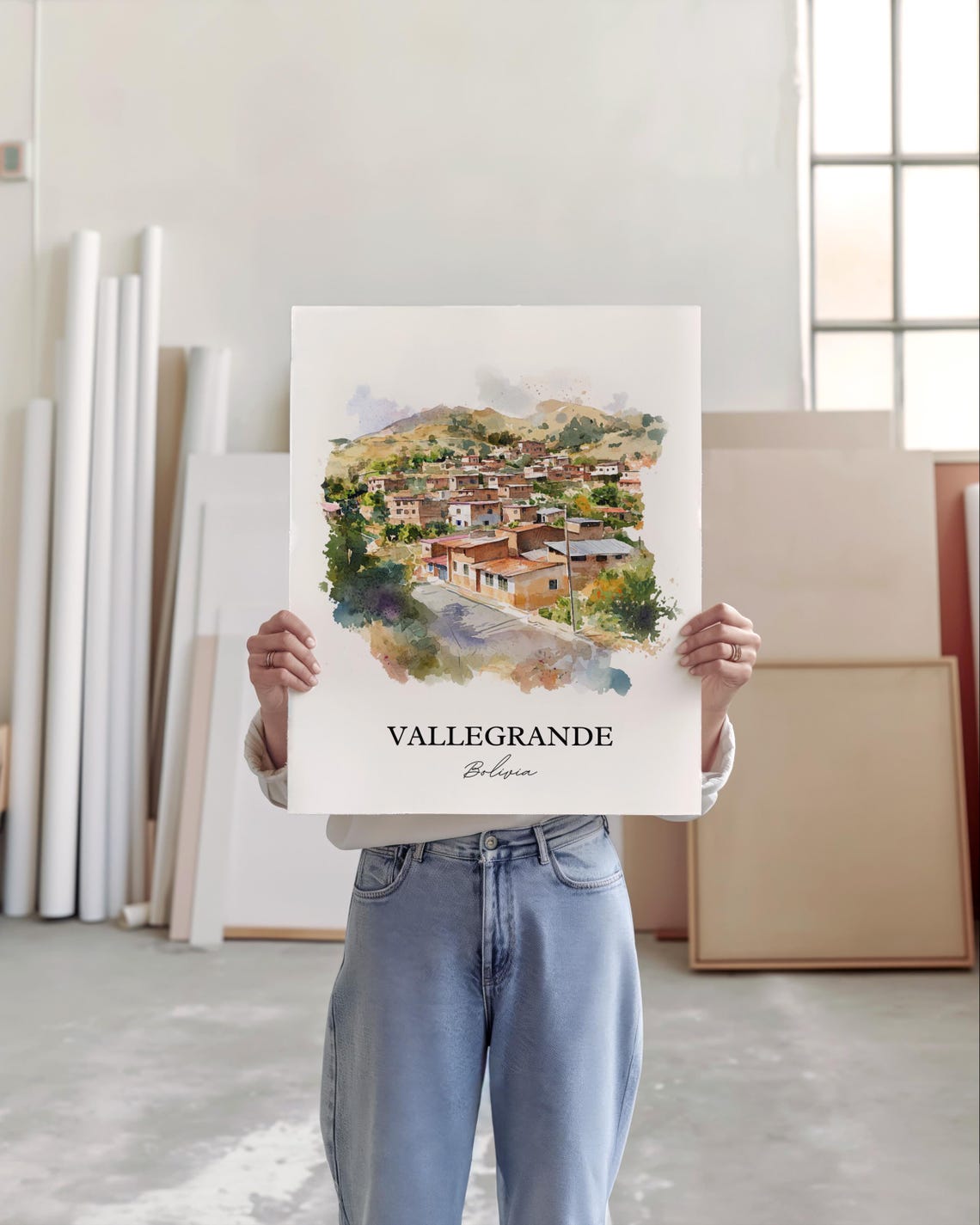 Vallegrande Watercolor Travel Poster, Bolivia - Image 4