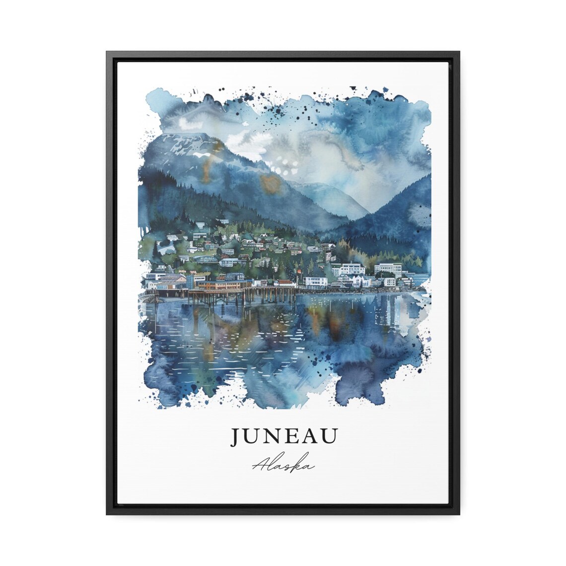 Juneau Alaska Watercolor Travel Poster Art Print - Image 2