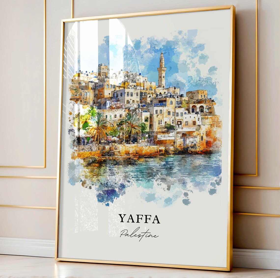Yaffa, Palestine Watercolor Art Travel Poster - Image 3