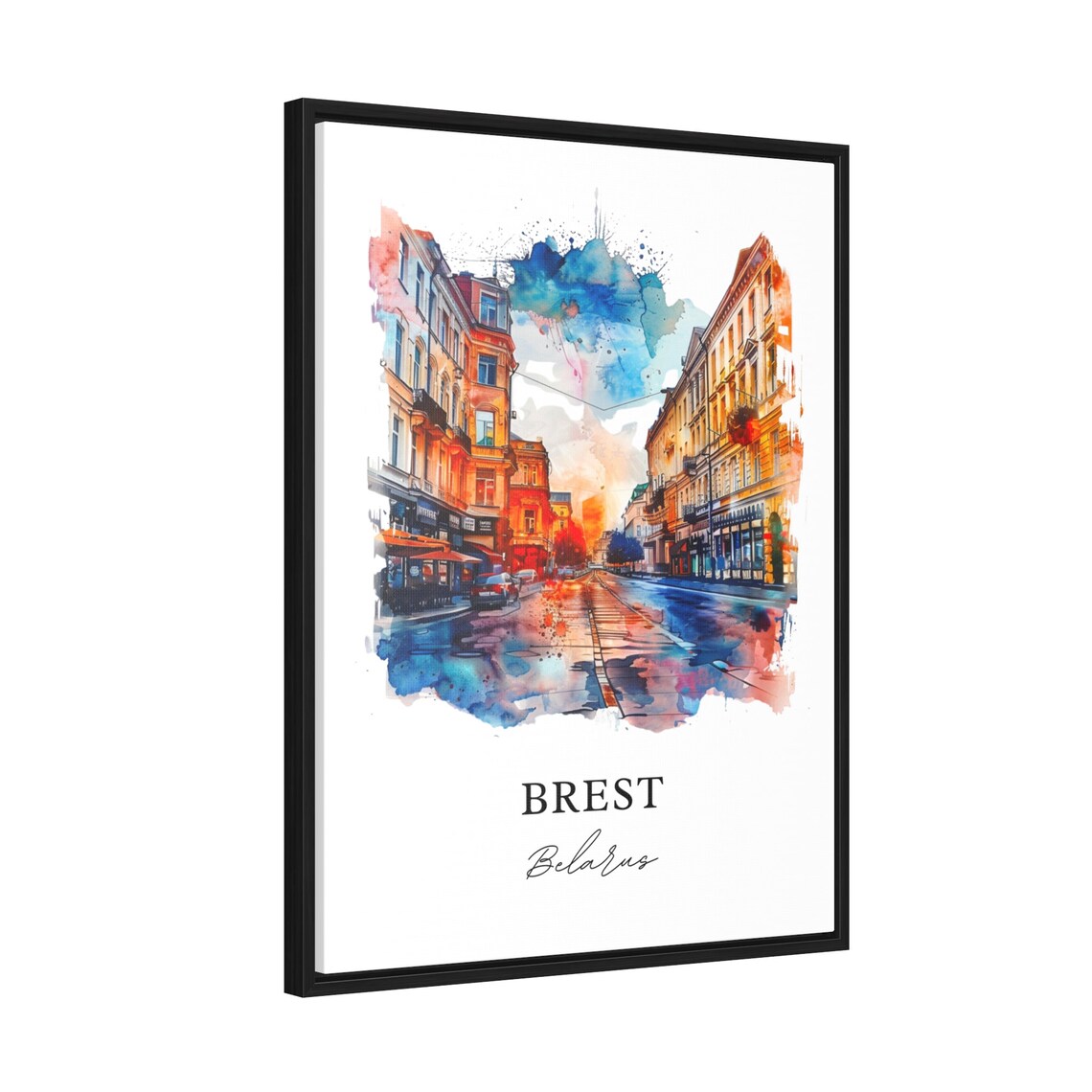Brest Belarus Vibrant Colorful City Street Watercolor Travel Poster - Image 2
