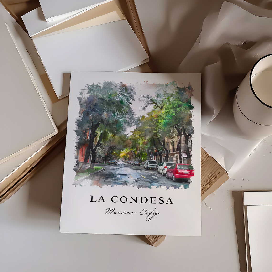 La Condesa Mexico City Charming Tree Lined Street Art Poster - Image 6