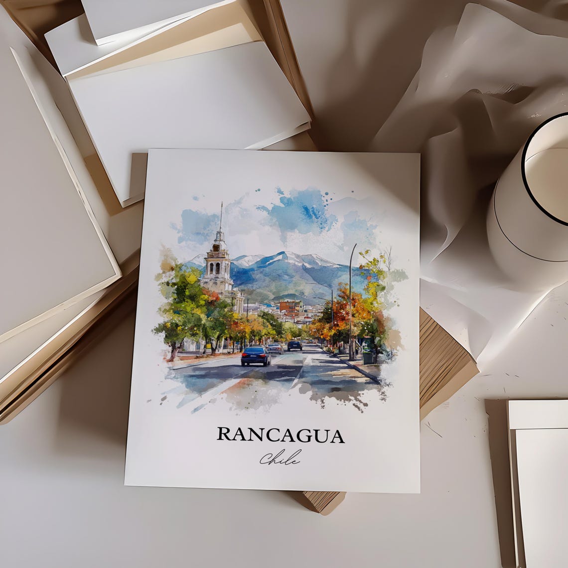 Rancagua Chile Wall Art Santiago Print Watercolor Gift Travel Poster Housewarming - Image 6
