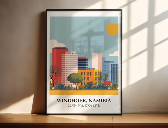 Windhoek Namibia Art Retro Travel Home Decor Gift Prints Housewarming