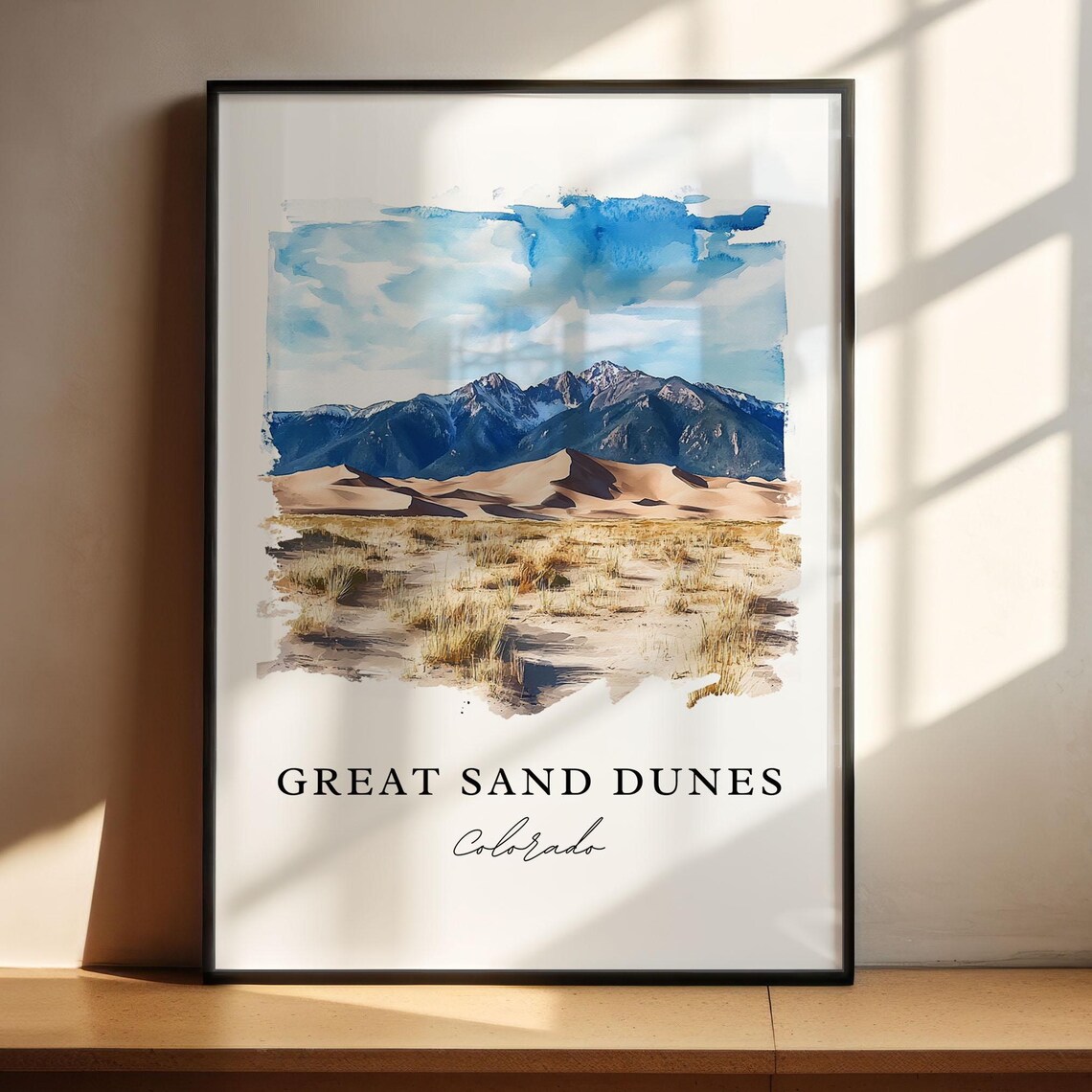 Great Sand Dunes Colorado National Park Watercolor Travel Poster - Image 5