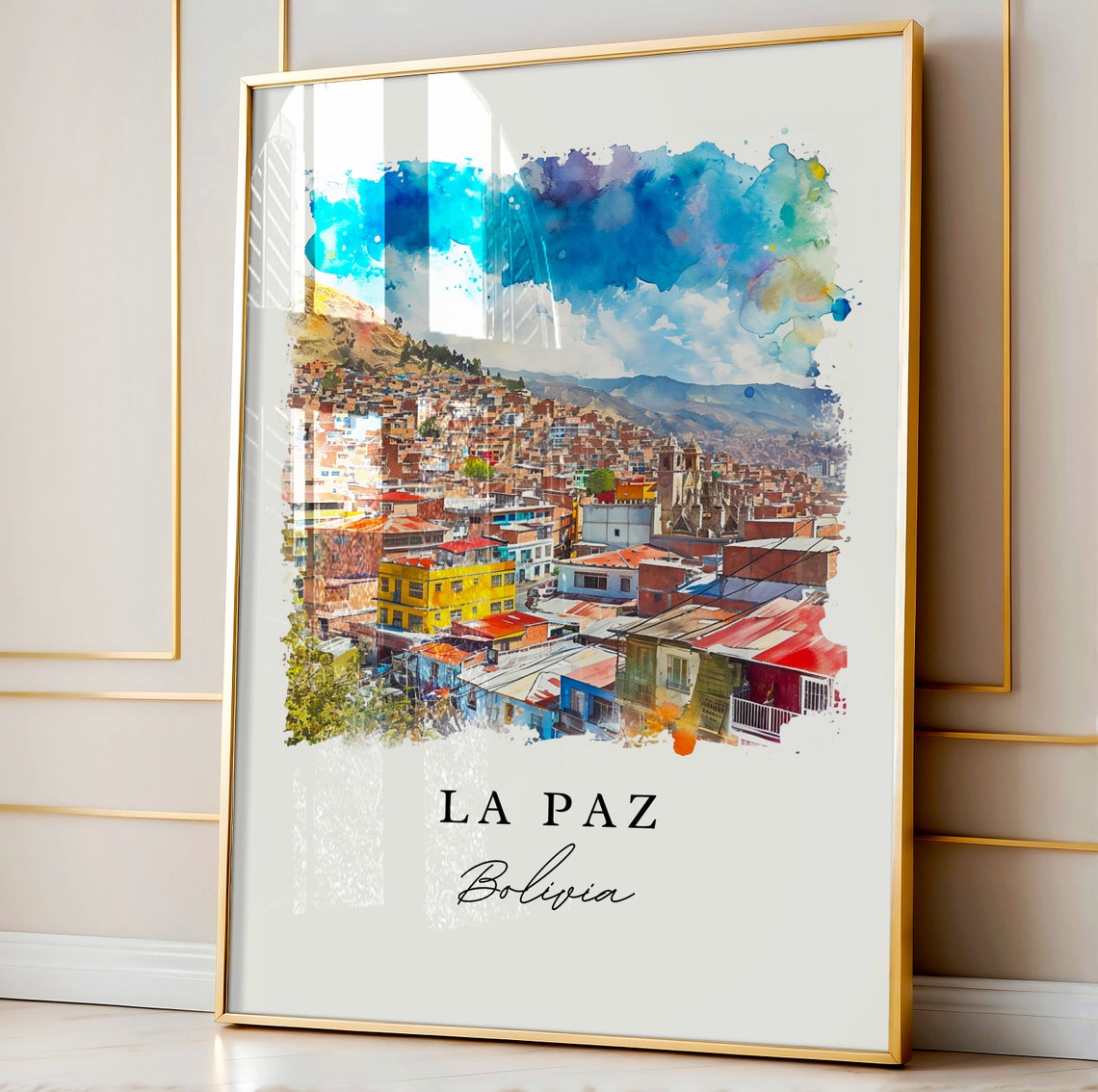 La Paz Bolivia Wall Art Print Wedding Gift Birthday Present Custom Text Perfect - Image 4