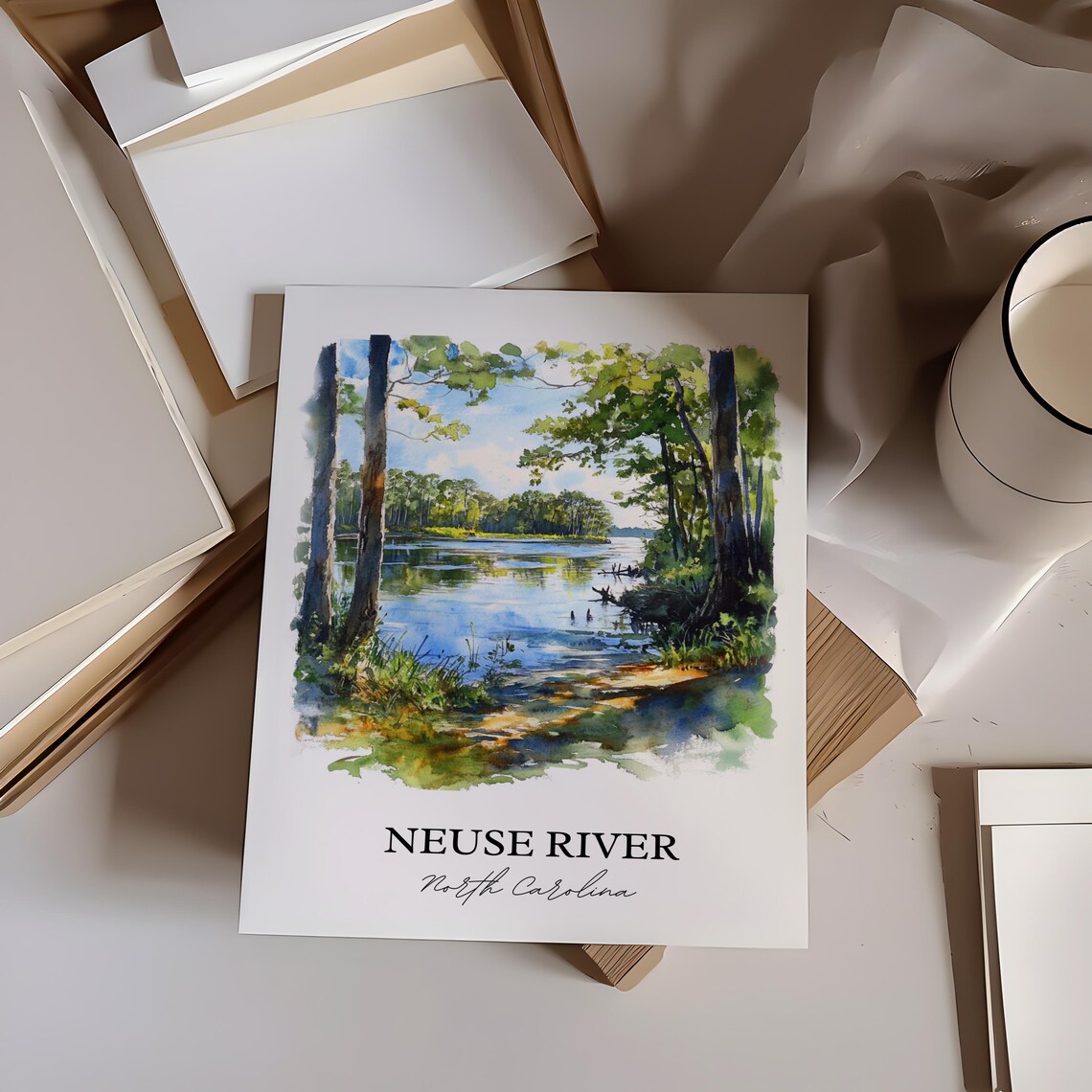 Neuse River North Carolina Cypress River Watercolor Nature Poster - Image 3