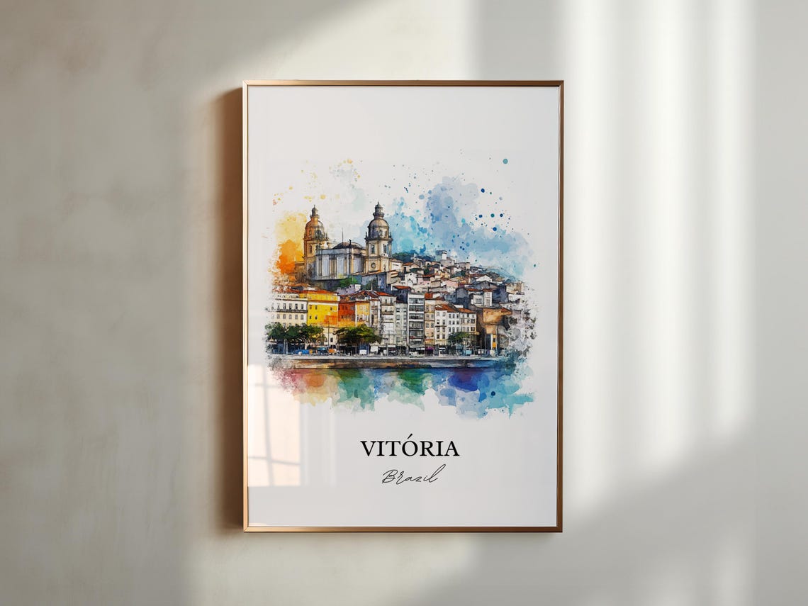 Vitria Brazil Wall Art Esprito Santo Print Watercolor Gift Travel Poster Housewarming - Image 3