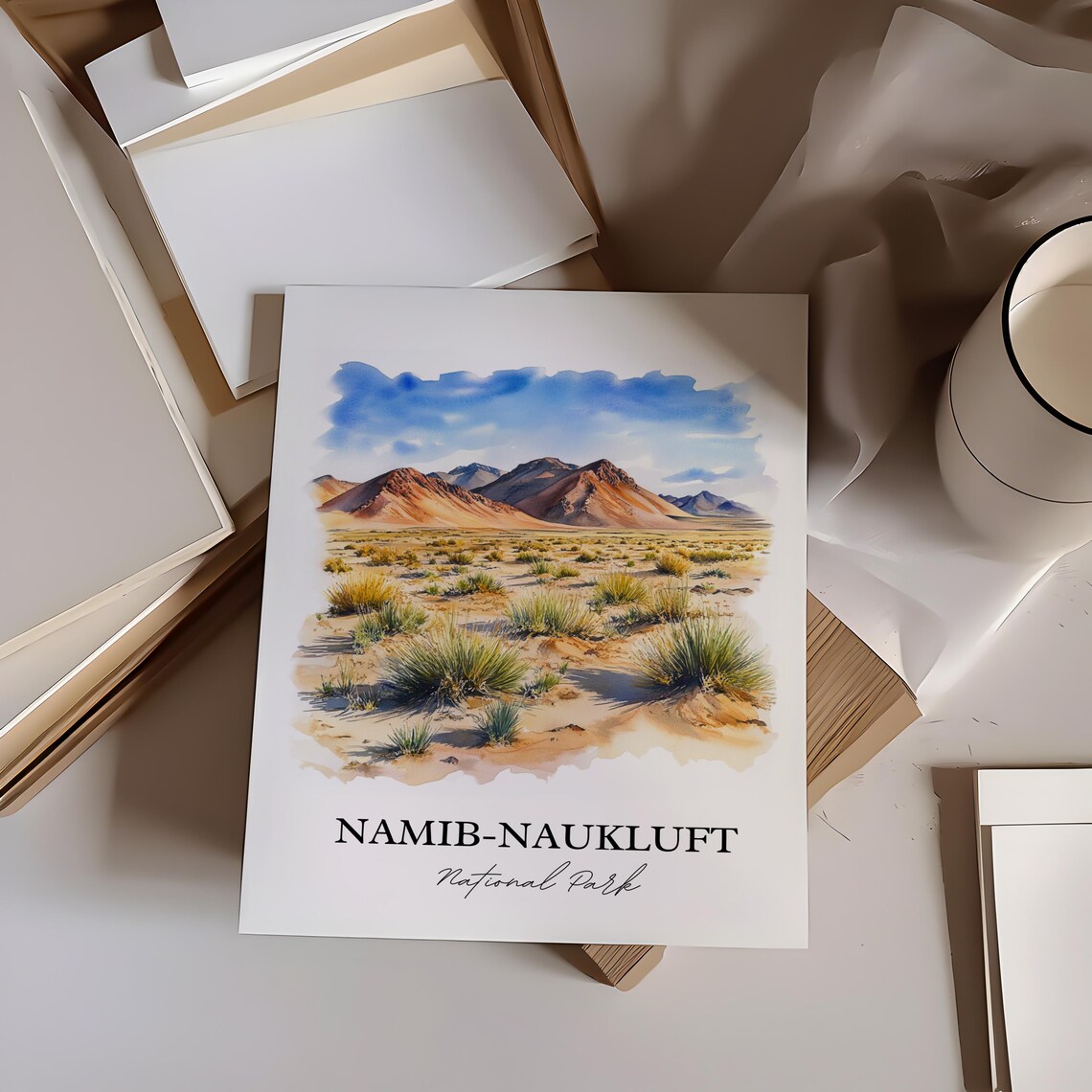 Namib Naukluft National Park Desert Mountains Watercolor Poster - Image 4