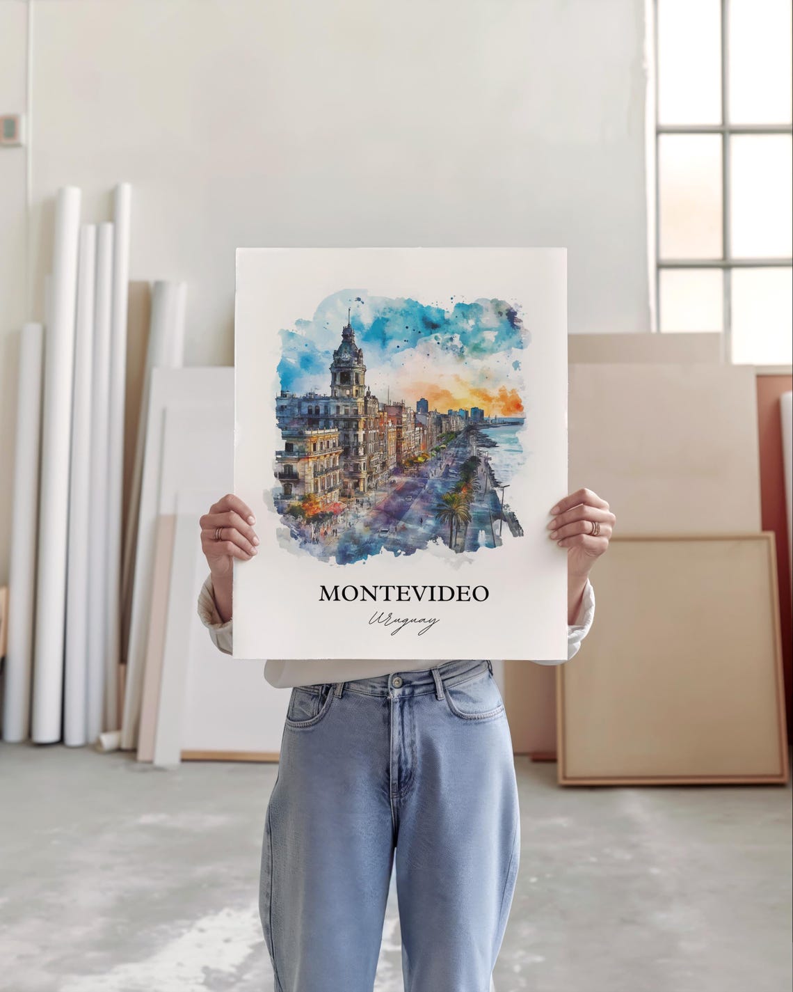 Montevideo Wall Art Uruguay Print Watercolor Gift Travel Poster Housewarming - Image 4