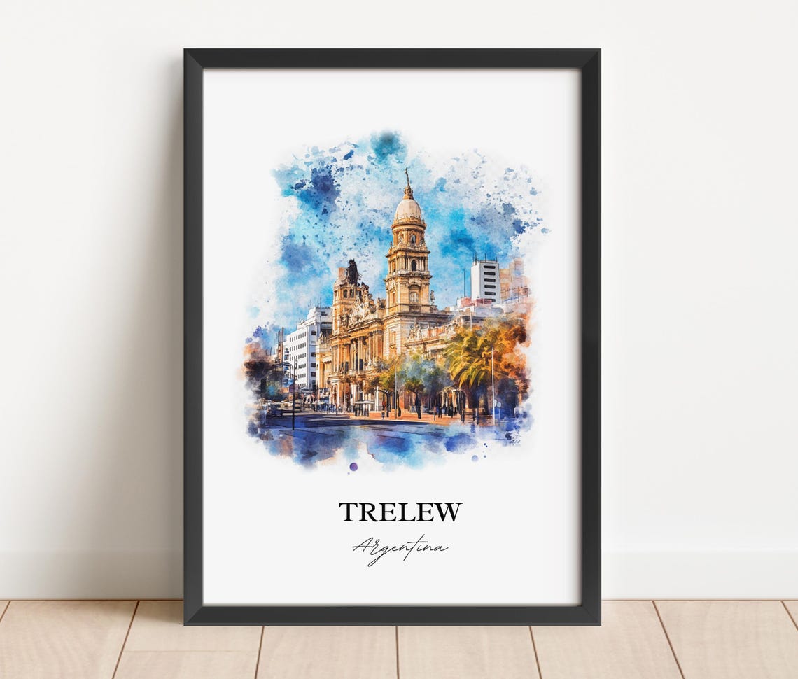 Trelew Wall Art Print Argentina Watercolor Gift Travel Poster Housewarming - Image 4