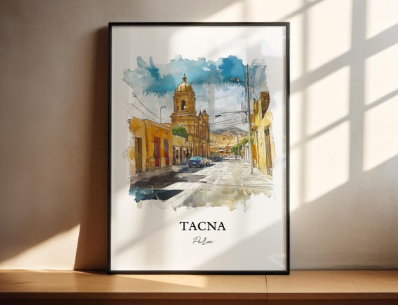 Tacna Peru Wall Art San Pedro De Print Watercolor Gift Travel Poster Housewarming