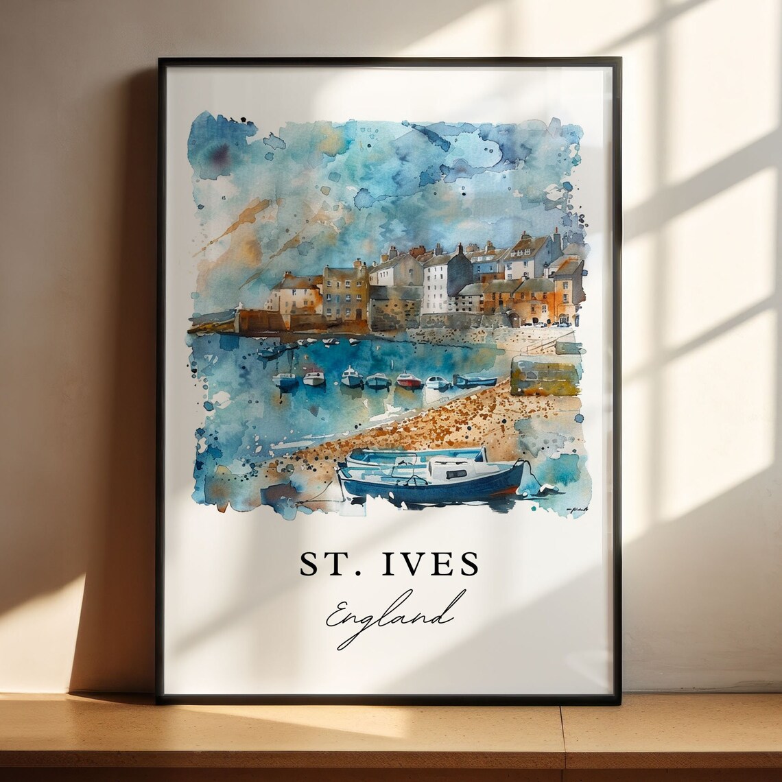 St. Ives England Harbor Watercolor Minimalist Travel Art Poster - Image 4