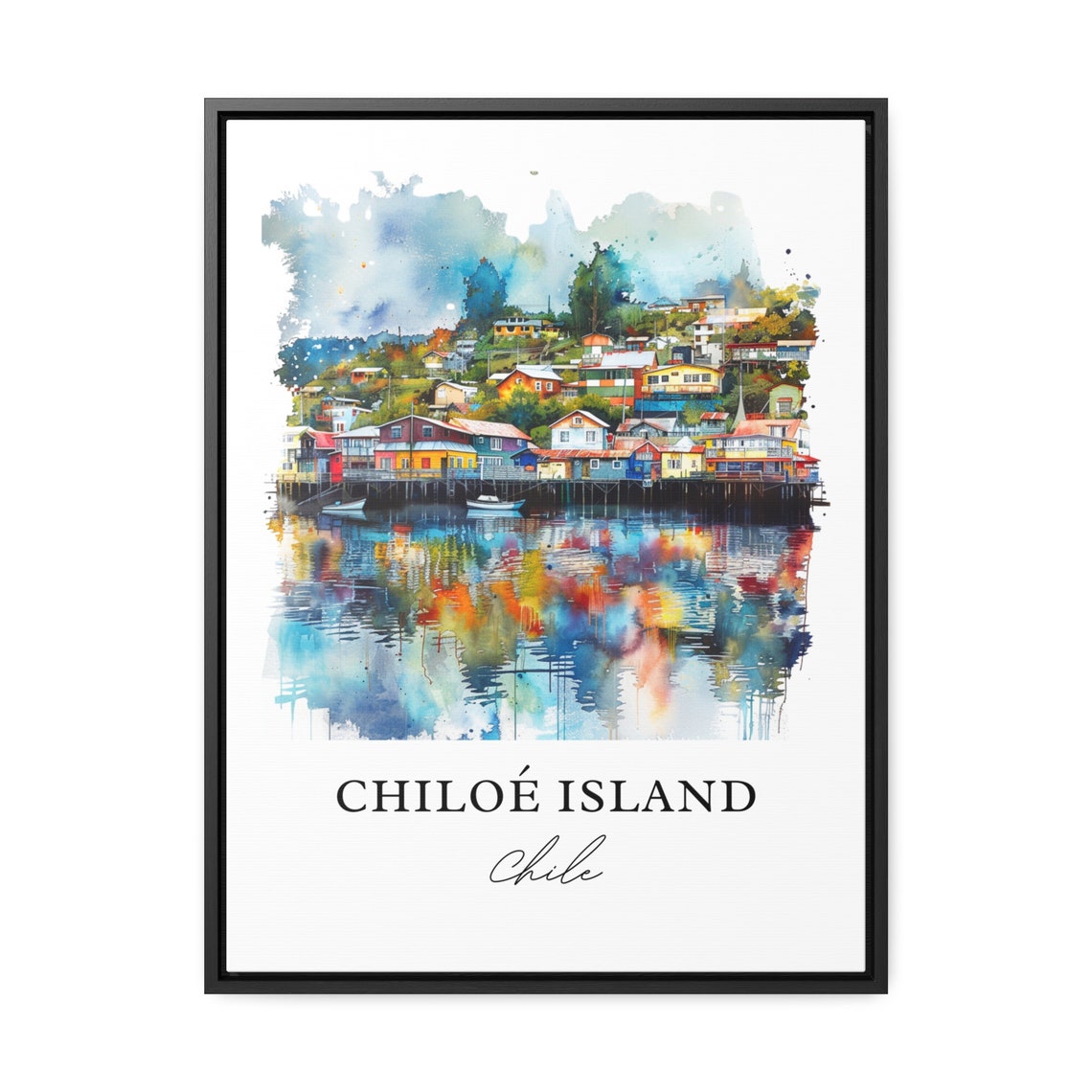 Chiloe Island Wall Art Print Chile Watercolor Travel Poster Housewarming Gift - Image 3