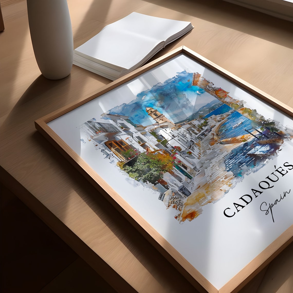 Cadaques Watercolor Spain Travel Poster Art Print - Image 5