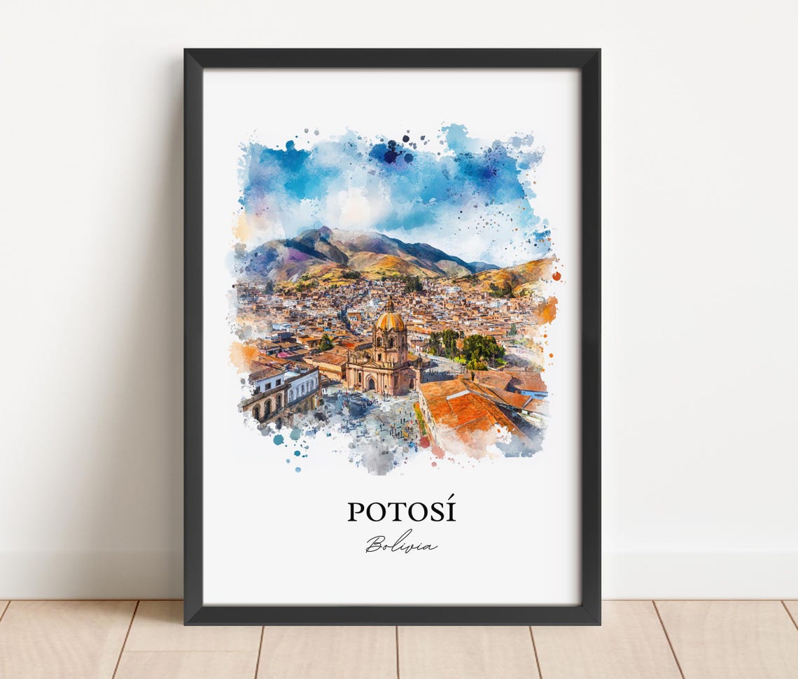 Potos Bolivia Wall Art Print Watercolor Gift Travel Poster Housewarming - Image 4