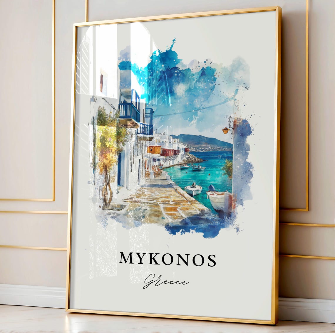 Mykonos Travel Poster, Watercolor Greece Print - Image 4