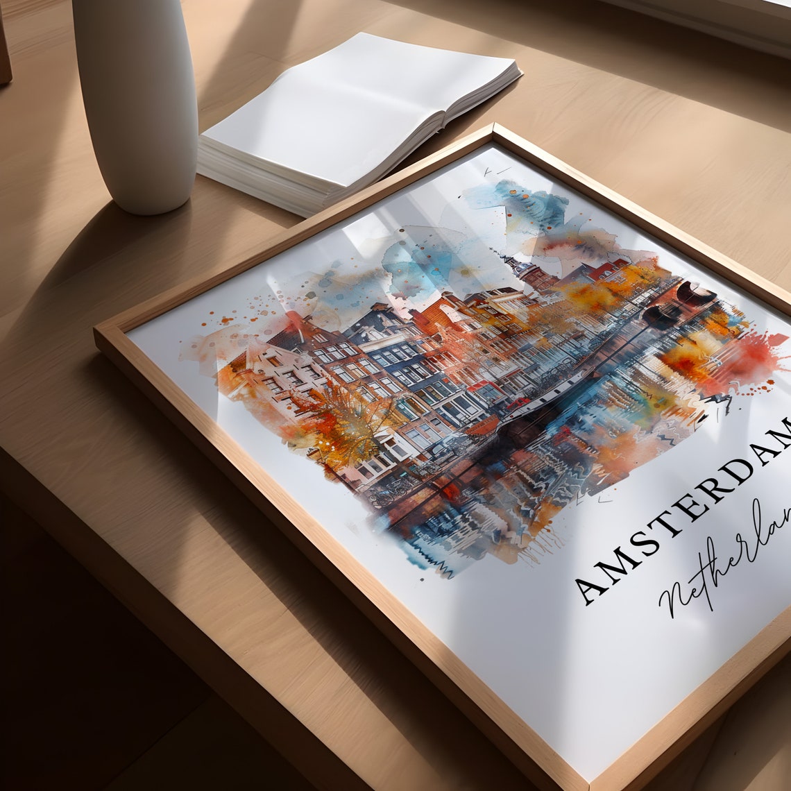 Amsterdam Watercolor Travel Poster, Netherlands Print - Image 5