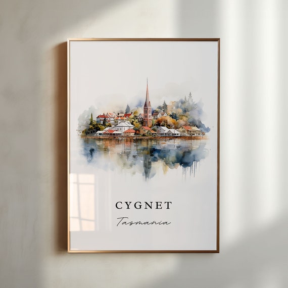 Cygnet Australia Wall Art Tasmania Poster Print Wedding Gift Birthday Present Custom Text Perfect