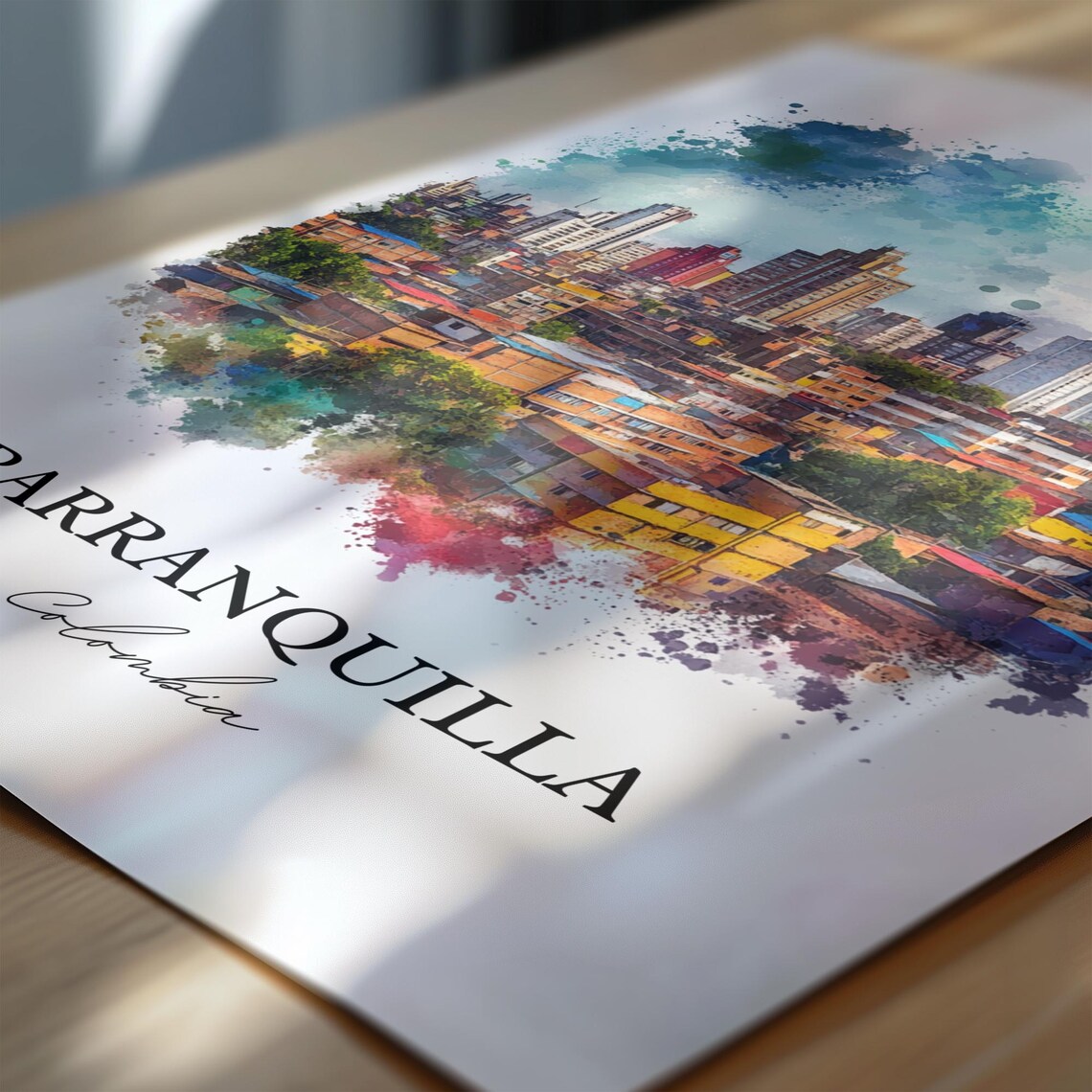 Barranquilla Colombia Watercolor Colorful City Skyline Poster - Image 6