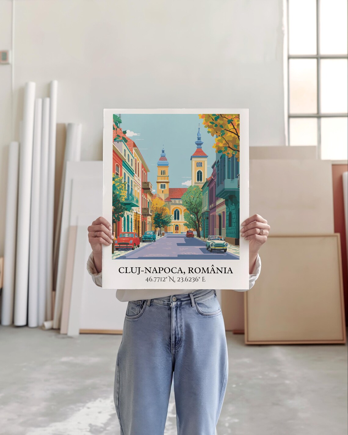 Cluj-Napoca Romania Vintage Street Church Retro Travel Art Poster - Image 6