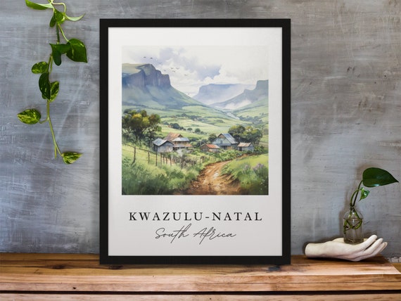 Kwazulu Natal Sa Wall Art South Africa Poster Wedding Gift Birthday Present Custom Text Personalized
