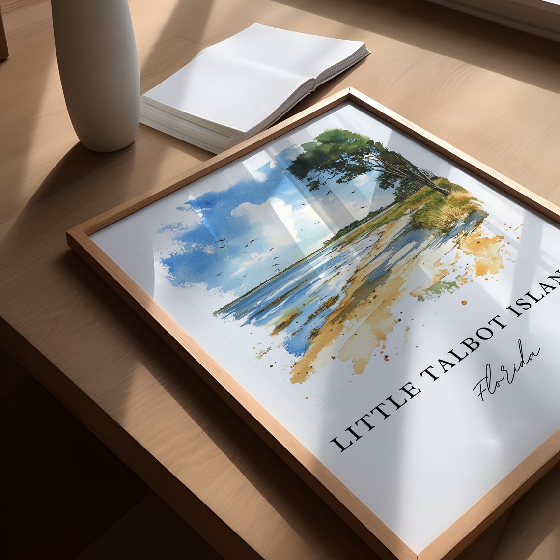Little Talbot Island Florida Watercolor Beach Shoreline Poster - Image 4