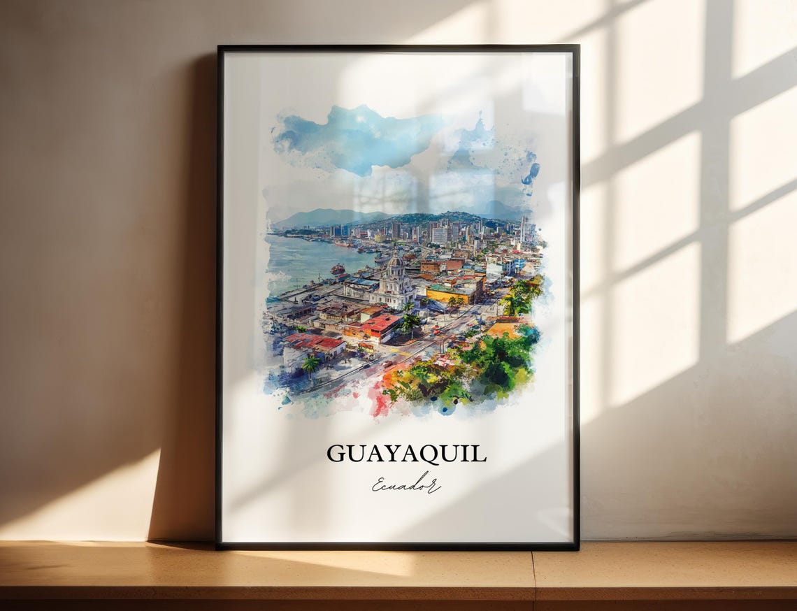 Guayaquil Wall Art Ecuador Print Watercolor Gift Travel Poster Housewarming
