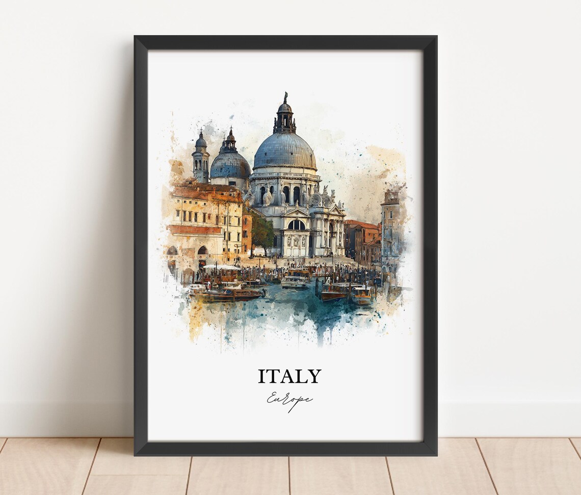 Italy Venice Grand Canal Church Watercolor Europe Travel Poster - Image 2