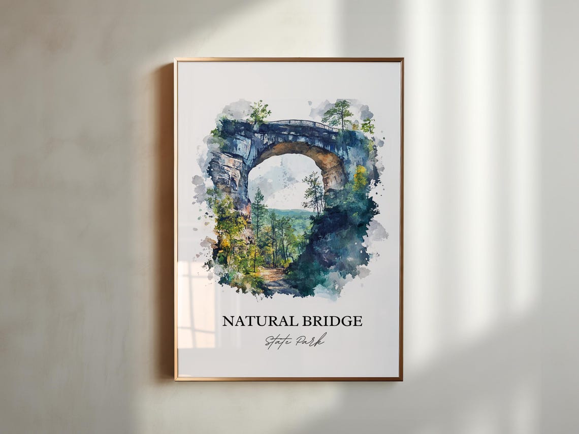 Natural Bridge State Park Virginia Stone Arch Watercolor Poster - Image 4