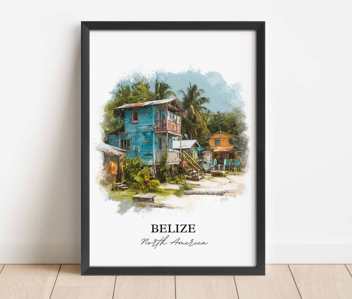 Belize Wall Art Print Watercolor Country Gift Travel Poster Housewarming - Image 2