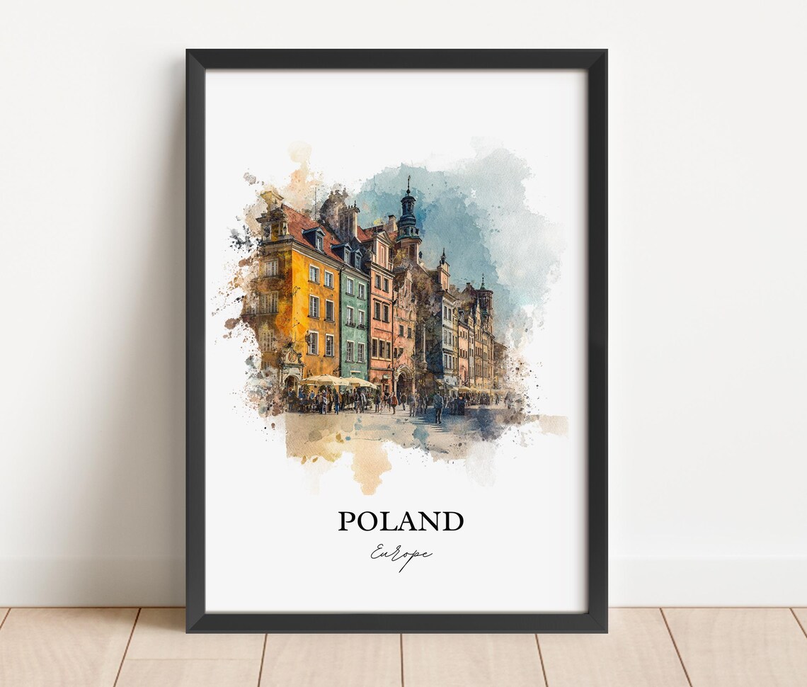 Poland Colorful Historic Old Market Square Watercolor Poster - Image 2