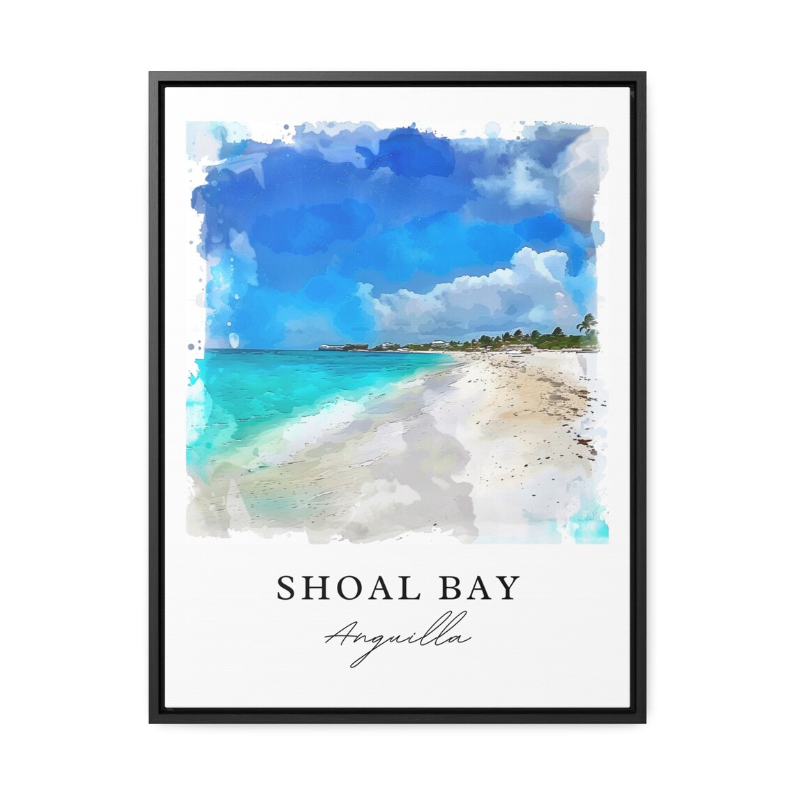 Shoal Bay Anguilla Watercolor Turquoise Beach Paradise Poster - Image 3