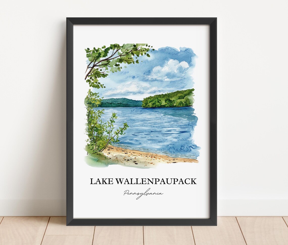 Lake Wallenpaupack Pennsylvania Lakeside Watercolor Art Poster - Image 5