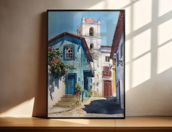 Olinda Brazil Watercolor Art Travel Print Artwork Decor Recife Wall