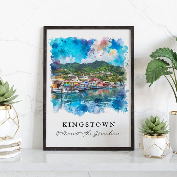 Kingstown St Vincent Art The Grenadines Print Wedding Gift Birthday Present Custom Text Perfect